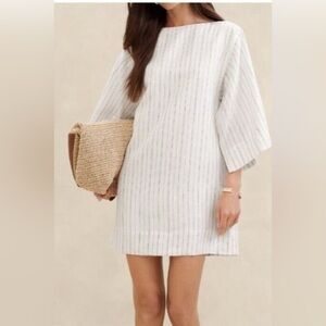 Banana Republic Women’s Ella Linen Stripes Mini dress wide sleeves sz 0